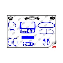 Chrysler Voyager 1996-2001 Torpido Konsol Trim Göğüs Maun Kaplama Set 12 Parça Mavi