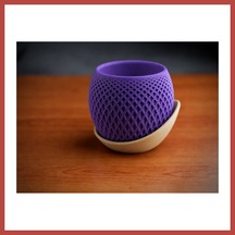 Bezos 3d Baskı Küre Saksı - Kafes Dokulu İki Parçalı Dekoratif Saksı - Mor-bej Erdotıca Standart 30181079