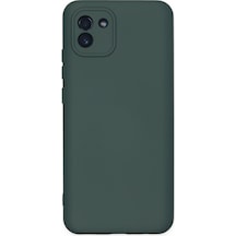 Samsung Uyumlu Galaxy A03 Kılıf Nano İçi Kadife Silikon Koyu Yeşil/