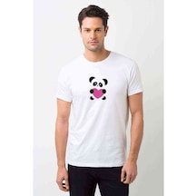 Love Panda Baskılı Beyaz Erkek Tshirt
