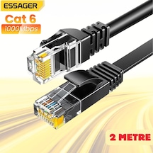 Essager 2 Metre Cat6 1000mbps Süper Hızlı Gecikmesiz Ethernet Kablosu, 1gbps Altın Kablama Uçlu İnternet Kablosu