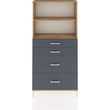 Arges Dolap 2 Raflı 4 Çekmeceli 88x30x182 Çam-antrasit Atlas Çam