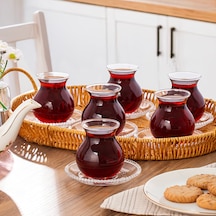 Perotti Mercan 12 Parça Cam Çay Takımı 210ml Çay Seti Şeffaf