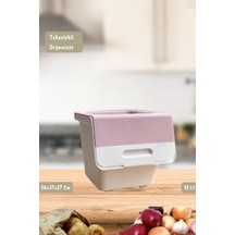 Tekerlekli Sebzelik Bpa Free Soğanlık Oyuncaklık Organizer Beyaz Beyaz Pembe 12 Lt Pembe-beyaz