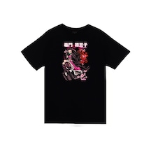 Demon Slayer Nezuko Kamado Anime Baskılı Unisex %100 Pamuk Siyah T-shirt SIYAH