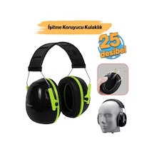 Manşonlu Kulaklık Siyah Yeşil Gürültü Önleme 25 Db Ses Koruma Kulak İşitme Koruyucu