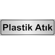 Plastik Atık Yönlendirme Levhası 10Cmx20Cm Gümüş Renk Metal