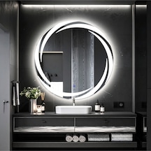 Whirilwind Beyaz Led'li Lazer Kumlamalı Lavabo & Banyo Aynası Dokunmatik Sensörlü 80 X 80