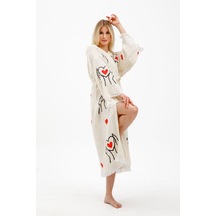 Elif Towels Kalpli Ekru Renk Kimono Kaftan Ekru