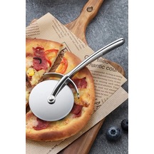 Paslanmaz Çelik Pizza Kesici Döner Bıçaklı Pratik Ergonomik Mutfak Aparatı Çelik