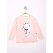 Toontoy Kids Toontoy Kız Çocuk El Baskılı T-shirt Pudra