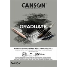 Canson Çizim Bloğu Graduate Mıx Medıa Gri 30 Syf A4 220 Gr