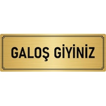Metal Yönlendirme Levhası, Departman Kapı İsimliği Galoş Giyiniz 10x20 cm Altın Renk