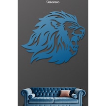 Yırtıcı Aslan Metal Duvar Tablosu - Metal Duvar Sanatı - Mavi - 30 X 30 Cm