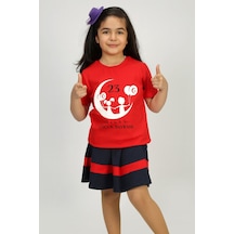 Toontoy Kids Toontoy Unisex 23 Nisan Baskılı Bisiklet Yaka Kısa Kollu Tişört Kırmızı