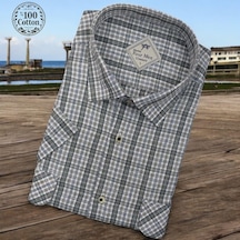 Linen Keten Klasik %100 Cotton Kısa Kollu Terletmeyen İki Cepli Kapaklı Beyaz Gömlek Regular Kalıp -10183 Beyaz