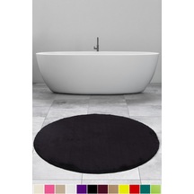 Elite Siyah 100x100 Cm Yuvarlak Peluş Banyo Paspası Kaymaz Taban Siyah