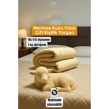 Çift Kişilik Merinos Kuzu Yünü Yorgan %100 Doğal Merinos Kuzu Yünü 195 X 215 Cm Ebat Çok Renkli