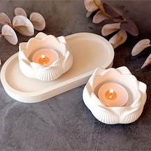 Bernami Mumluk Şamdanpinterest 3 Lü Set Dekoratif 2 Lotus Çiçeği Mumluk + Dekoratif Tabak Hediyelik Obje Dekoratif Diğer