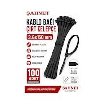 Şahnet 3,6x150 Mm Siyah Kablo Bağı Çırt Kelepçe 100 Adet - Plastik Kablo Toplama Bağı