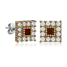 Gümüş Otantik Kare Çivili Küpe Gümüş