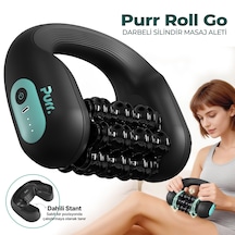 Purr Roll Go Titreşimli Şarjlı Selülit Masaj Aleti, Motorlu Silindir Ve Vibrasyonlu Çift Etkili Bacak, Kol, Boyun Masaj Cihazı Siyah