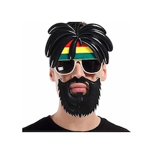 Rasta Peruklu Rasta Sakallı Bob Marley Bıyıklı Parti Gözlüğü 27x18 Cm Standart