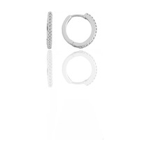 Sogutlusilver Rodyumlu 12 Mm Taşlı Halka Gümüş Küpe 5267