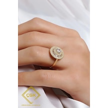 Çgk Çiğdem Gürel Kuyumculuk Taşlı Tektaş Altın Yüzük Gold