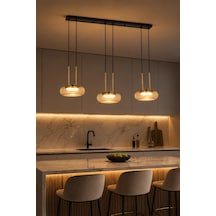 Led Sarkıt Avize 54w 3 Renk Modern Avize Gold Detaylı Mutfak Adası Yemek Masası Salon Avizesi Beyaz
