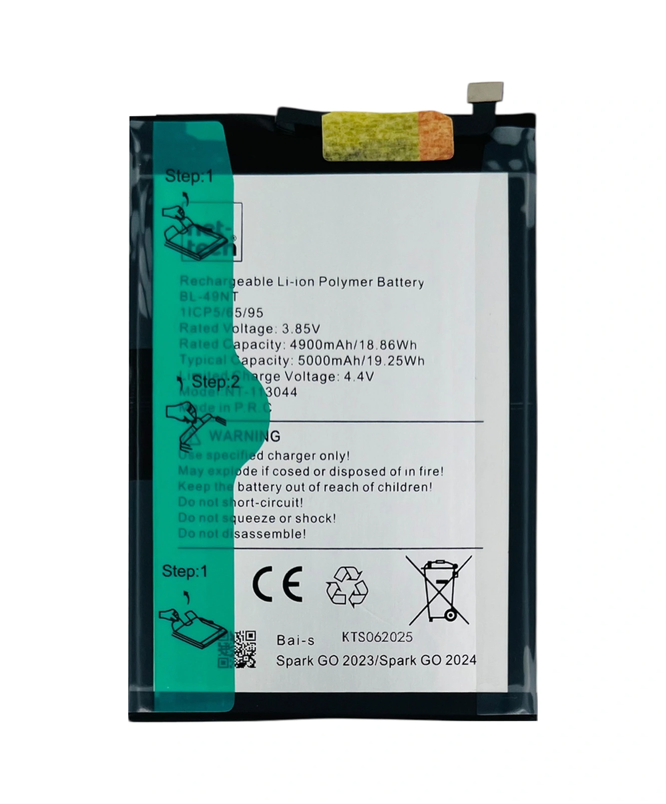 Teknonet Tecno Spark Go 2023 Uyumlu Nettech Bl-49nt 5000 Mah Batarya - Siyah
