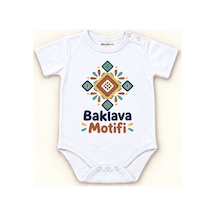 Babylimon Baklava Motifi Beyaz Kısa Kollu Çıtçıtlı Bebek Zıbını Beyaz - Baklava Motifi - 928161963 Beyaz - Baklava Motifi
