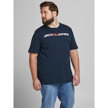 Jack & Jones Jack&Jones Sıfır Yaka Büyük Beden Lacivert Erkek T Shirt 12184987 001