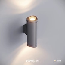 FoneLight Gala 24 cm Çift Yönlü LED Duvar Apliği Antrasit Alüminyum IP65 Dış Mekan Bahçe Aydınlatması 9W 3000K