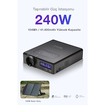 240w Taşınabilir Güç İstasyonu 41600 Mah Kablosuz Şarjlı Solar Destekli Hızlı Şarj 154wh Kapasiteli