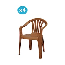Omnipazar Mt-gf101 Carrera Plastik Bahçe Balkon Koltuk Sandalye 4'lü Set Kahverengi
