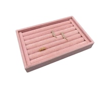 Yerli Üretim Küçük Boy Süet Kumaş Pembe Renk 22,5/14,5 Cm Rulo Çekmece Içi Yüzük Standı Çok Renkli