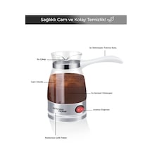 Cz-48 Elektrikli Cam Cezve Beyaz 0,5 L Türk Kahvesi, 700w, Gösterge Işıklı