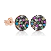 Gumush ​Gümüş Mix Taşlı Daire Küpe