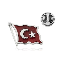925 Ayar Gümüş Türk Bayrağı Rozet