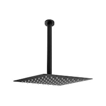 Fause Ankastre Duş Başlığı Borulu Kare Slim Metal 25x25 Cm Tavandan Siyah