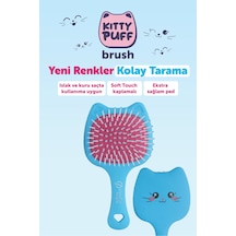 Beauty Kids Kitty Puf Açma Tarama Saç Fırçası Mavi