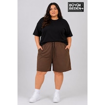 Superlife Süperlife Büyük Beden Kadın Bağcıklı Şort Spr26bsrk592 Kahverengi
