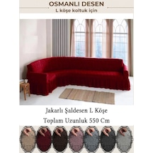 Starmall Jakarli Şal Desen 7 Kişilik L Köşe Koltuk Örtüsü, Esnek Koltuk Kılıfı, Osmanlı Desen 550cm Bordo bordo