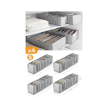 4 Adet - 11 Gözlü Gri Benekli Çekmece Içi Düzenleyici Organizer Small Kumaş Gri Diğer