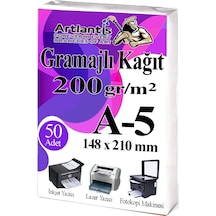 A5 Gramajlı Fotokopi Kağıdı 50 Adet 200 Gr Sertifika Kağıdı Kalın Kağıt Baskı Tüm Yazıcılara Uyumlu 14.8x21cm Ofis Büro