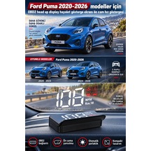 Ford Puma 2020-2026 Modeller İçin Obd2 Head Up Display Hayalet Gösterge Ekranı Ön Cam Hız Göstergesi