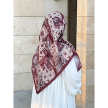 Qalortex Scarf Pamuklu Piraye Desen Eşarp - Mürdüm