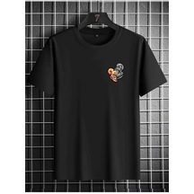 Unisex Siyah ''minimal Göğüs'' Baskılı Oversize T-shirt Start0000014