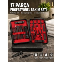 Deri Çantalı Siyah Paslanmaz Çelik 17 Parça Manikür Pedikür Seti 28455959